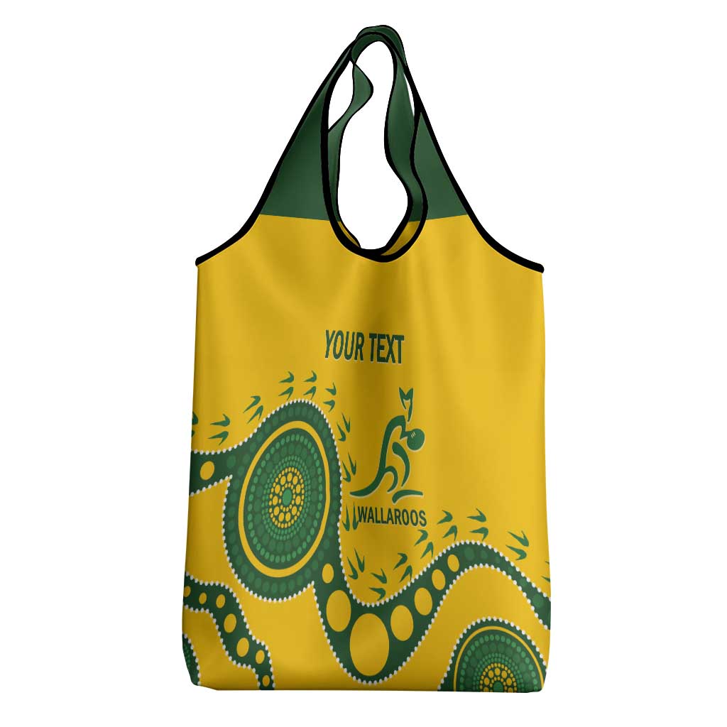 Custom Australia Rugby Grocery Bag Go Wallaroos 2024 Pacific Aboriginal Art