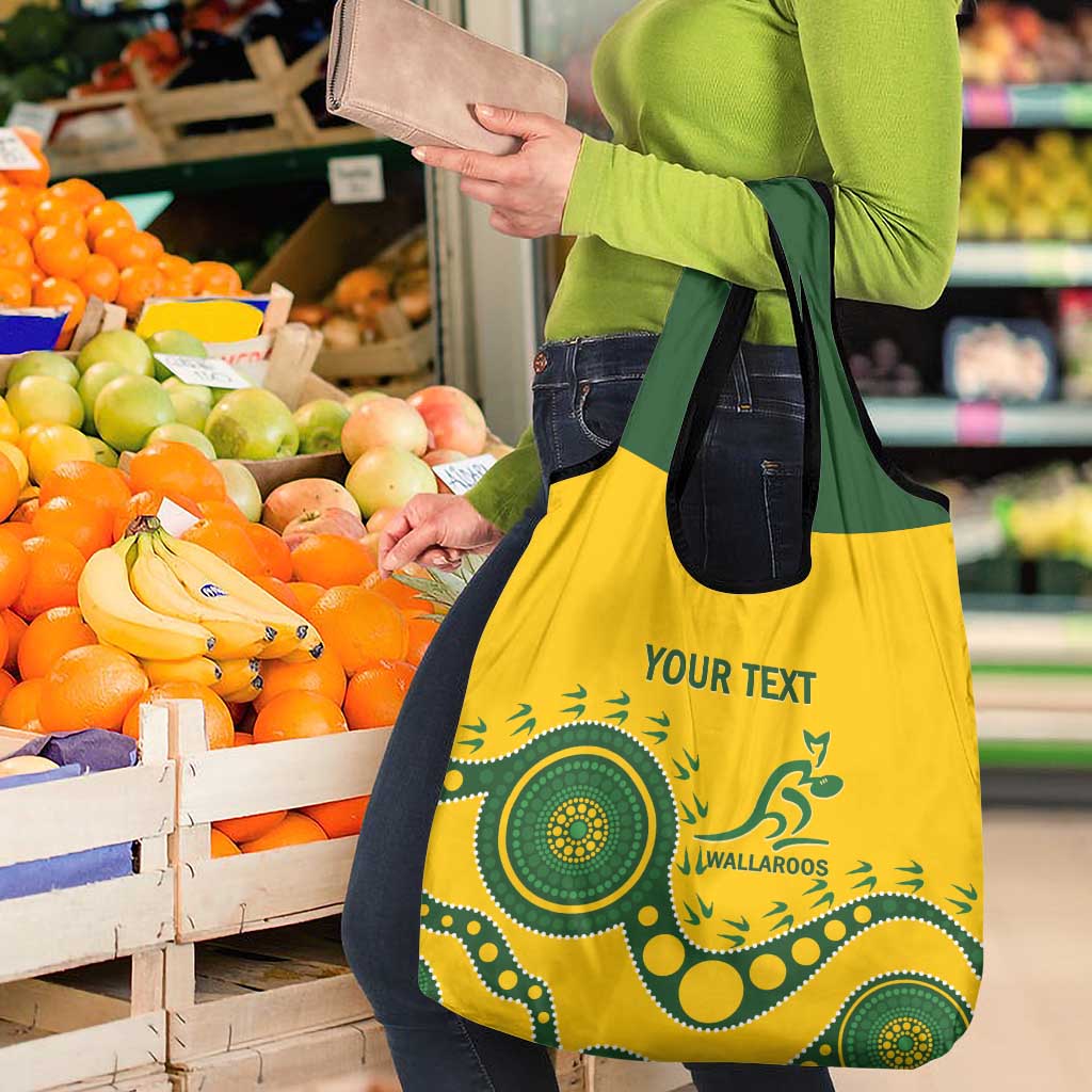 Custom Australia Rugby Grocery Bag Go Wallaroos 2024 Pacific Aboriginal Art