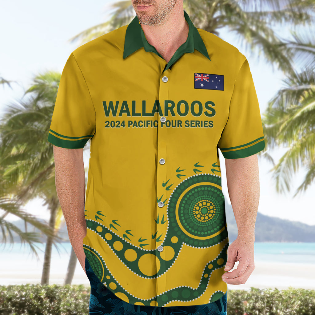 Custom Australia Rugby Hawaiian Shirt Go Wallaroos 2024 Pacific Aboriginal Art