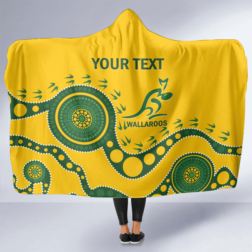 Custom Australia Rugby Hooded Blanket Go Wallaroos 2024 Pacific Aboriginal Art