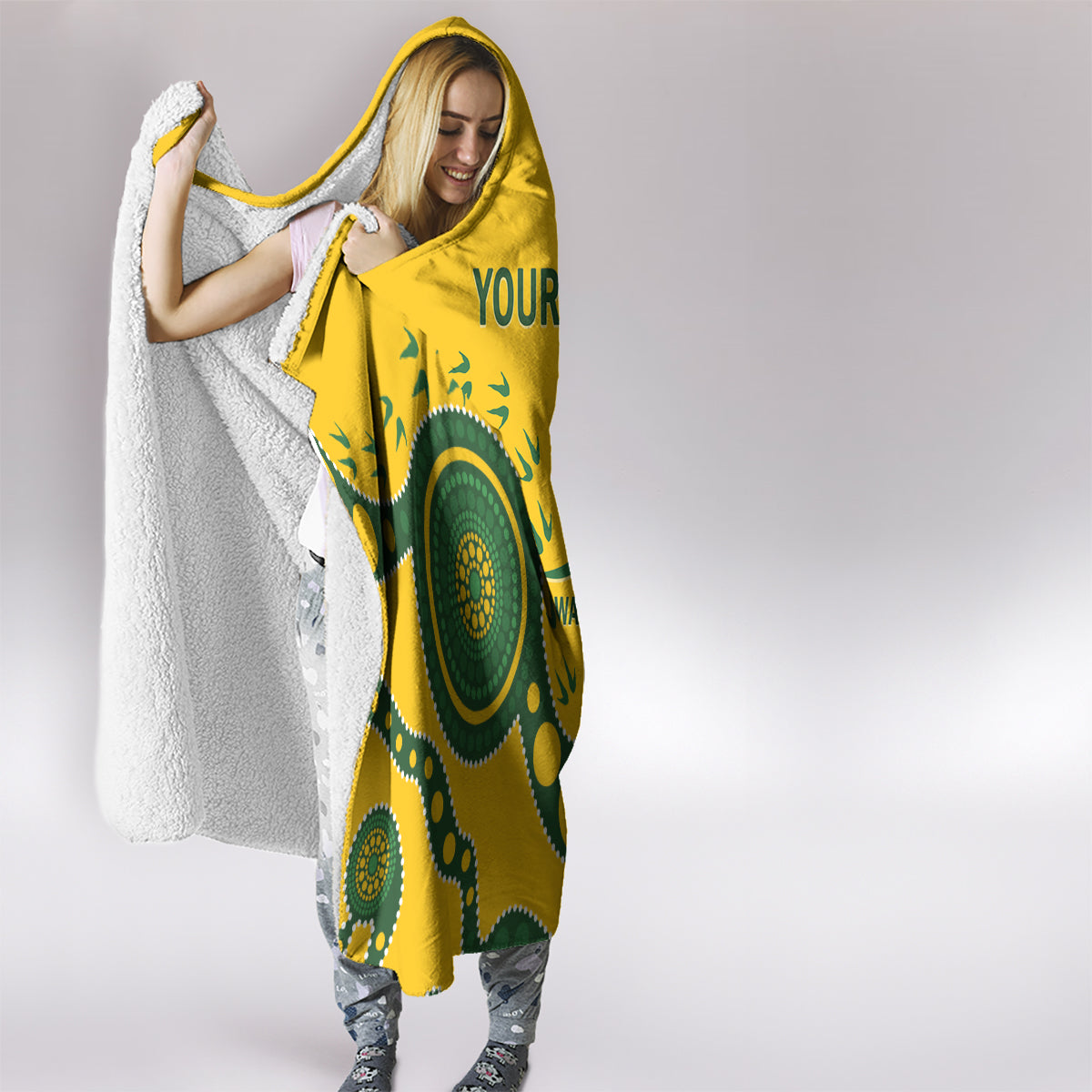 Custom Australia Rugby Hooded Blanket Go Wallaroos 2024 Pacific Aboriginal Art