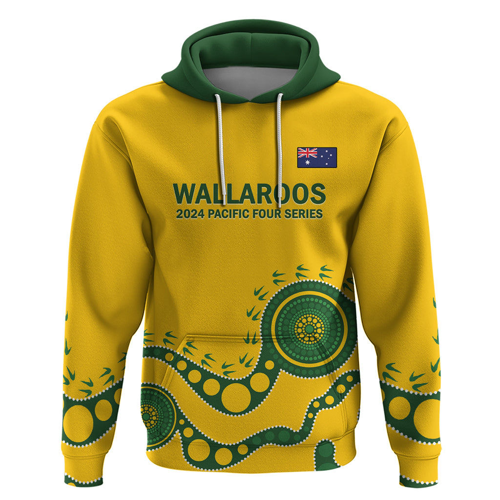 Custom Australia Rugby Hoodie Go Wallaroos 2024 Pacific Aboriginal Art