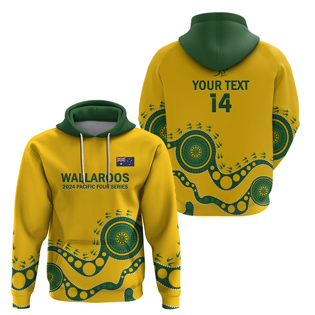 Custom Australia Rugby Hoodie Go Wallaroos 2024 Pacific Aboriginal Art