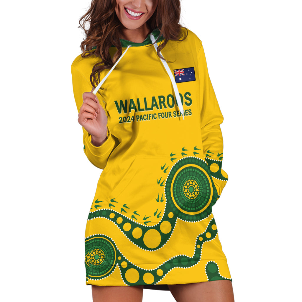 Custom Australia Rugby Hoodie Dress Go Wallaroos 2024 Pacific Aboriginal Art