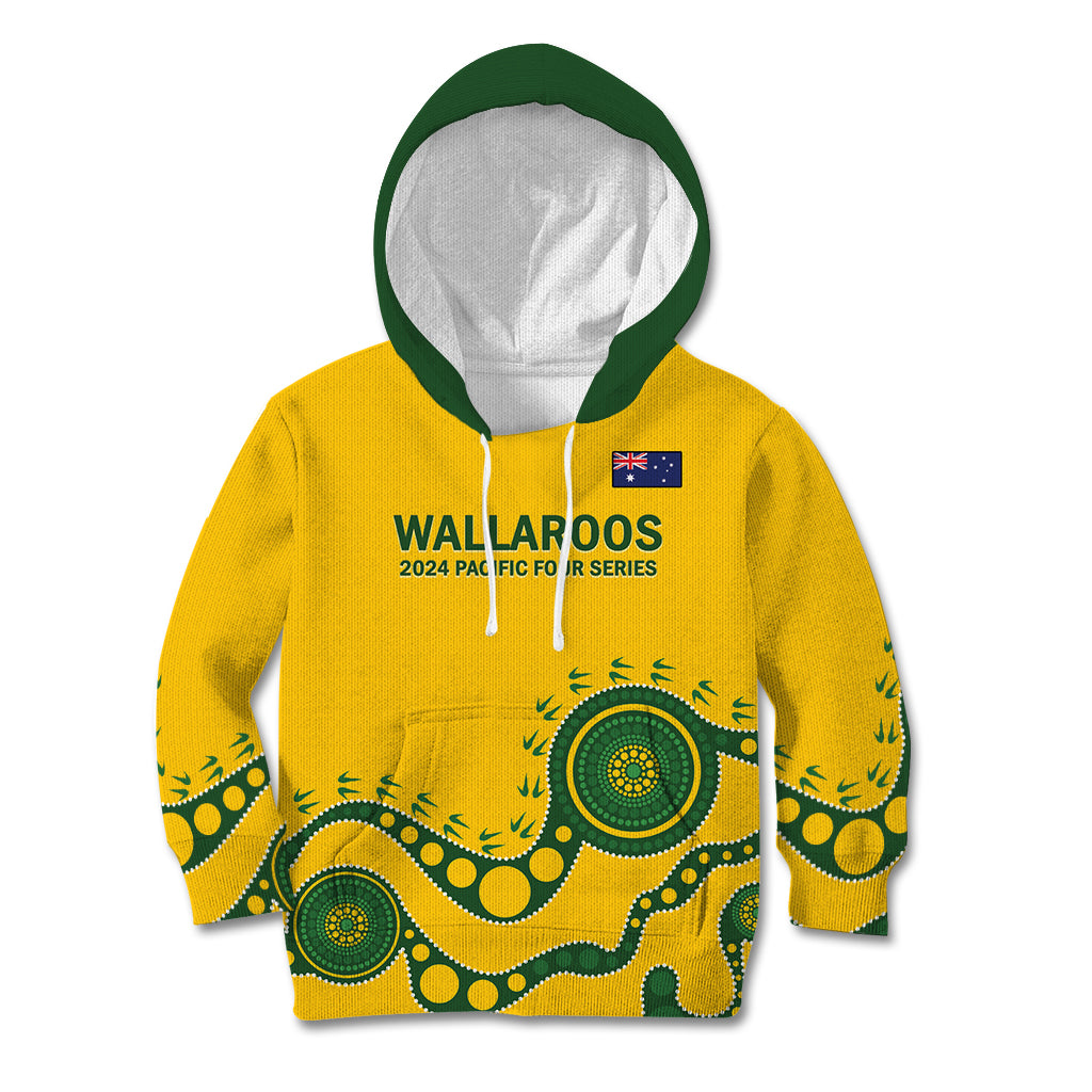 Custom Australia Rugby Kid Hoodie Go Wallaroos 2024 Pacific Aboriginal Art