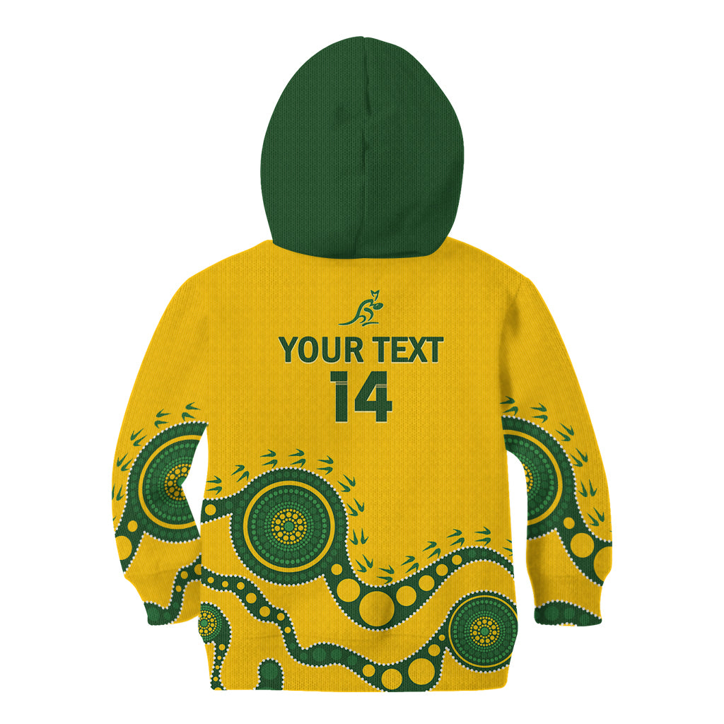 Custom Australia Rugby Kid Hoodie Go Wallaroos 2024 Pacific Aboriginal Art