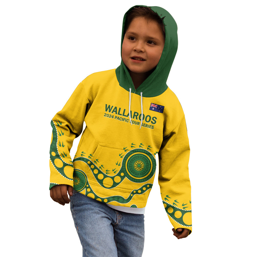 Custom Australia Rugby Kid Hoodie Go Wallaroos 2024 Pacific Aboriginal Art