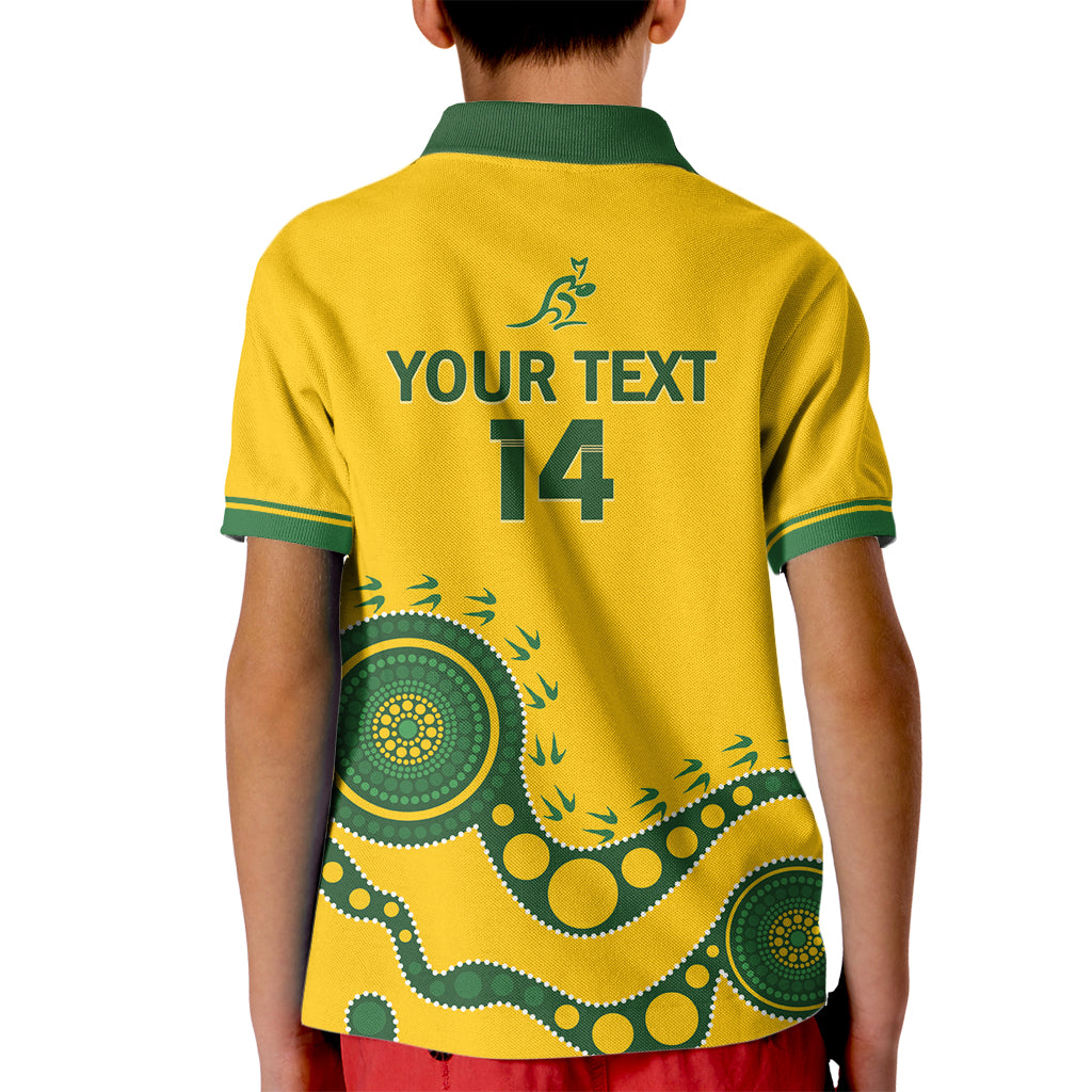 Custom Australia Rugby Kid Polo Shirt Go Wallaroos 2024 Pacific Aboriginal Art