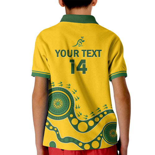 Custom Australia Rugby Kid Polo Shirt Go Wallaroos 2024 Pacific Aboriginal Art