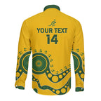 Custom Australia Rugby Long Sleeve Button Shirt Go Wallaroos 2024 Pacific Aboriginal Art