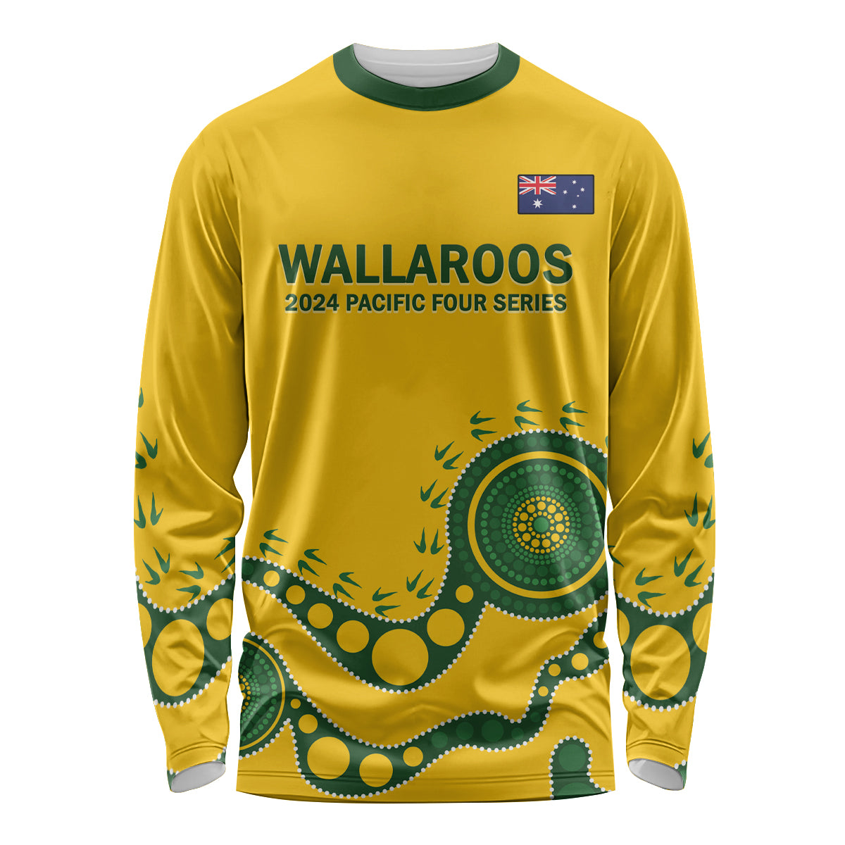 Custom Australia Rugby Long Sleeve Shirt Go Wallaroos 2024 Pacific Aboriginal Art