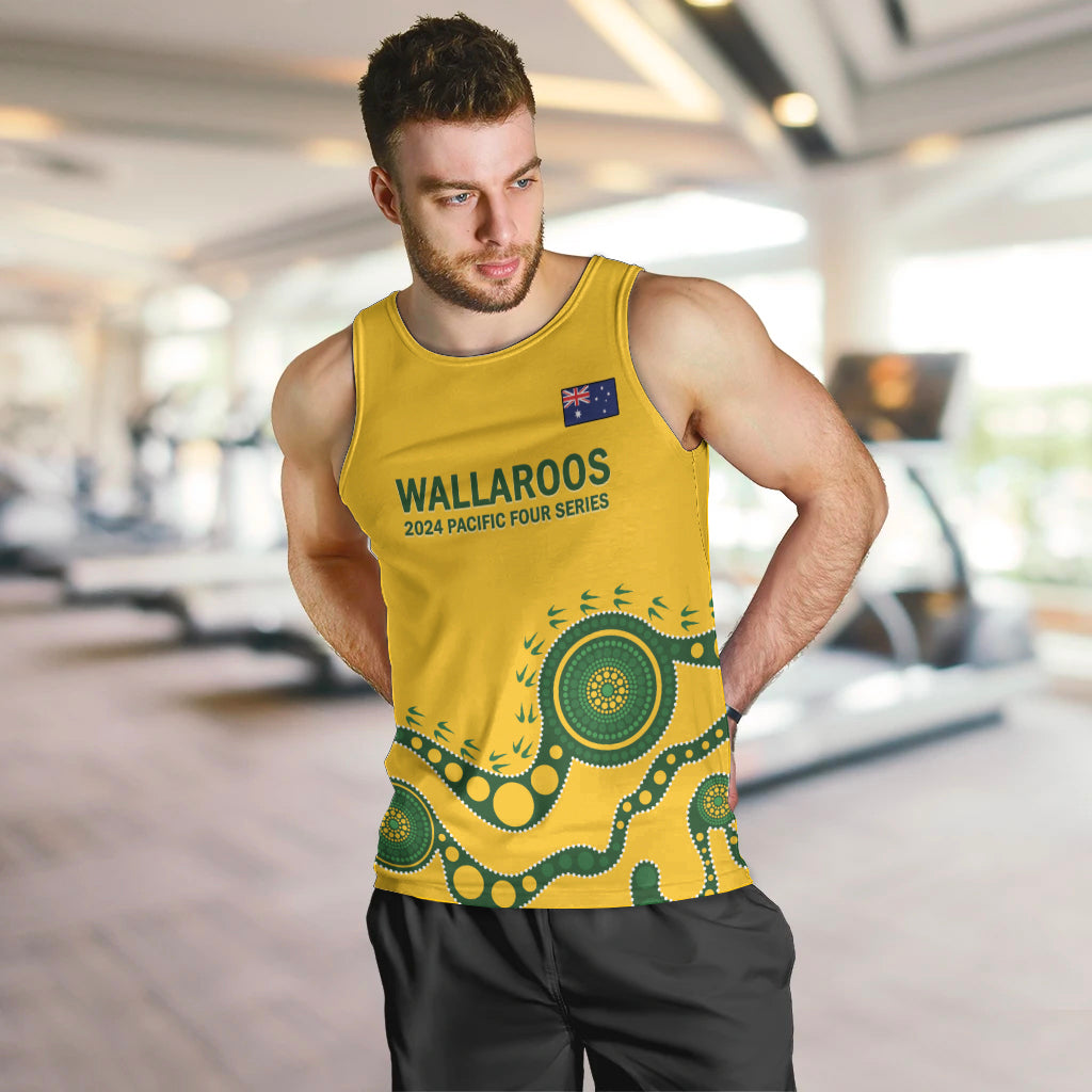 Custom Australia Rugby Men Tank Top Go Wallaroos 2024 Pacific Aboriginal Art