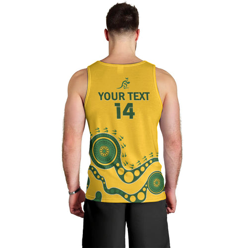 Custom Australia Rugby Men Tank Top Go Wallaroos 2024 Pacific Aboriginal Art