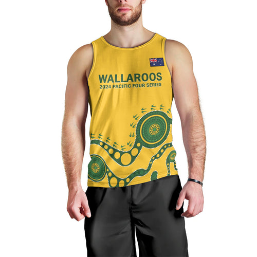 Custom Australia Rugby Men Tank Top Go Wallaroos 2024 Pacific Aboriginal Art