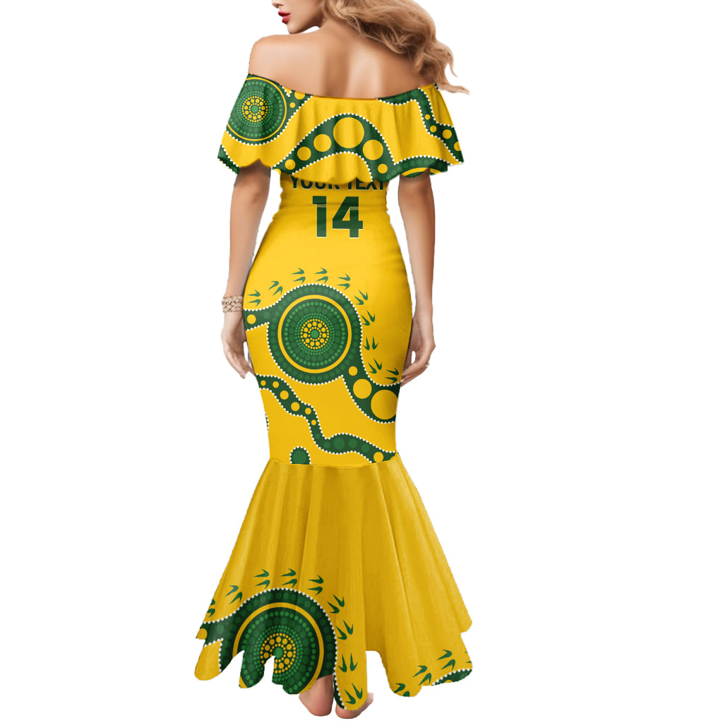 Custom Australia Rugby Mermaid Dress Go Wallaroos 2024 Pacific Aboriginal Art