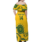 Custom Australia Rugby Off Shoulder Maxi Dress Go Wallaroos 2024 Pacific Aboriginal Art