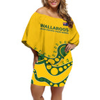 Custom Australia Rugby Off Shoulder Short Dress Go Wallaroos 2024 Pacific Aboriginal Art