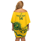 Custom Australia Rugby Off Shoulder Short Dress Go Wallaroos 2024 Pacific Aboriginal Art