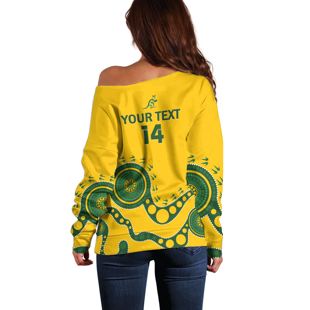 Custom Australia Rugby Off Shoulder Sweater Go Wallaroos 2024 Pacific Aboriginal Art