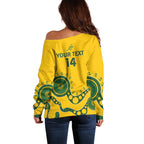 Custom Australia Rugby Off Shoulder Sweater Go Wallaroos 2024 Pacific Aboriginal Art