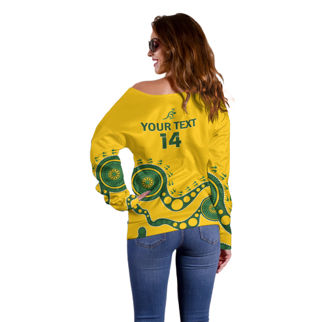 Custom Australia Rugby Off Shoulder Sweater Go Wallaroos 2024 Pacific Aboriginal Art