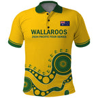 Custom Australia Rugby Polo Shirt Go Wallaroos 2024 Pacific Aboriginal Art