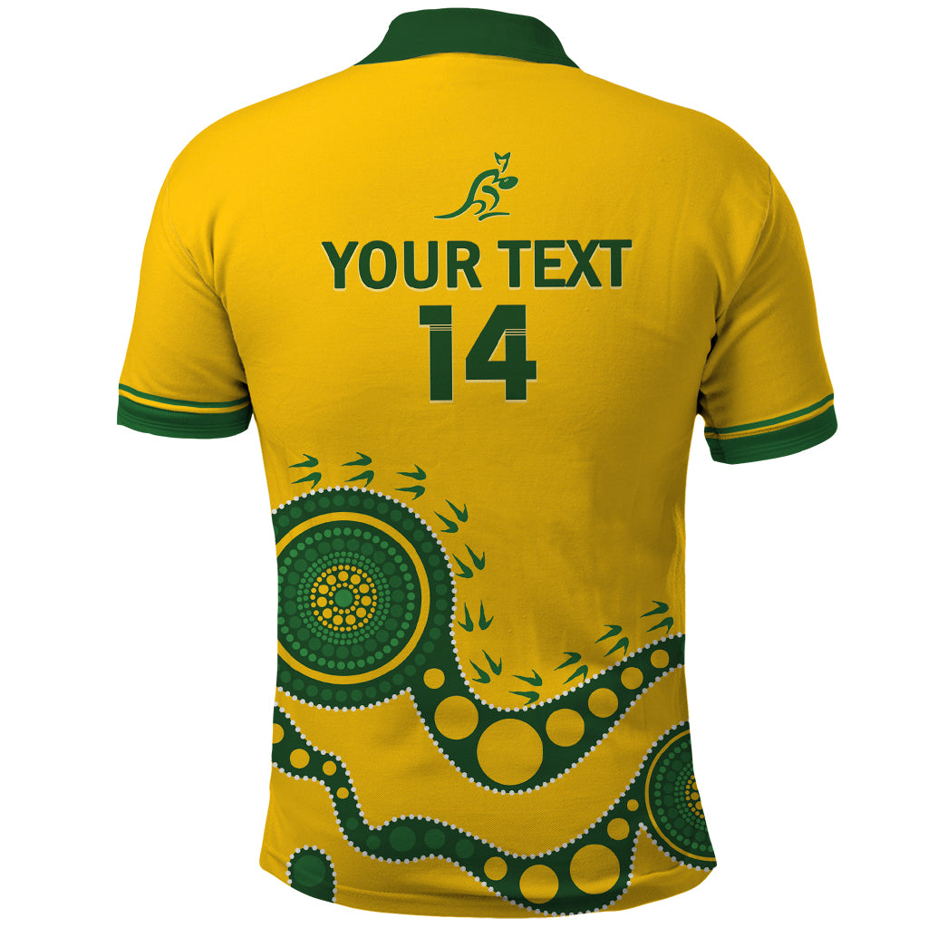 Custom Australia Rugby Polo Shirt Go Wallaroos 2024 Pacific Aboriginal Art