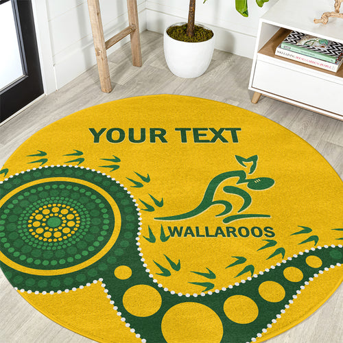 Custom Australia Rugby Round Carpet Go Wallaroos 2024 Pacific Aboriginal Art