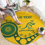 Custom Australia Rugby Round Carpet Go Wallaroos 2024 Pacific Aboriginal Art