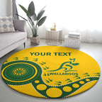 Custom Australia Rugby Round Carpet Go Wallaroos 2024 Pacific Aboriginal Art
