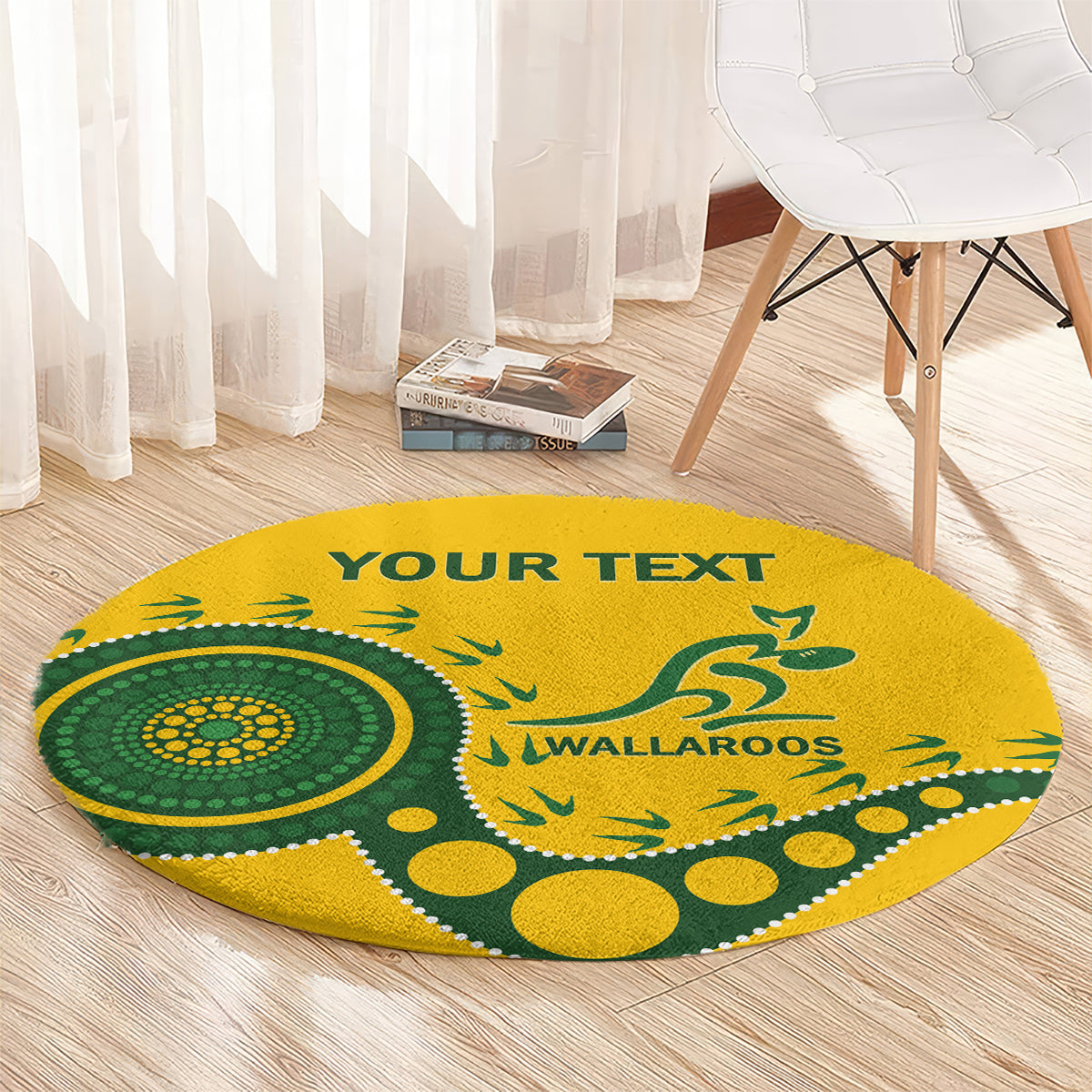 Custom Australia Rugby Round Carpet Go Wallaroos 2024 Pacific Aboriginal Art