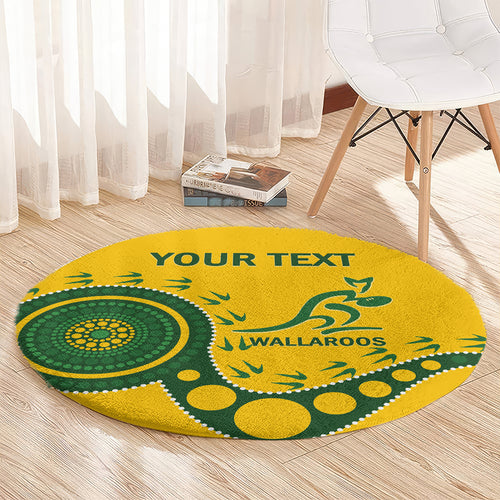 Custom Australia Rugby Round Carpet Go Wallaroos 2024 Pacific Aboriginal Art