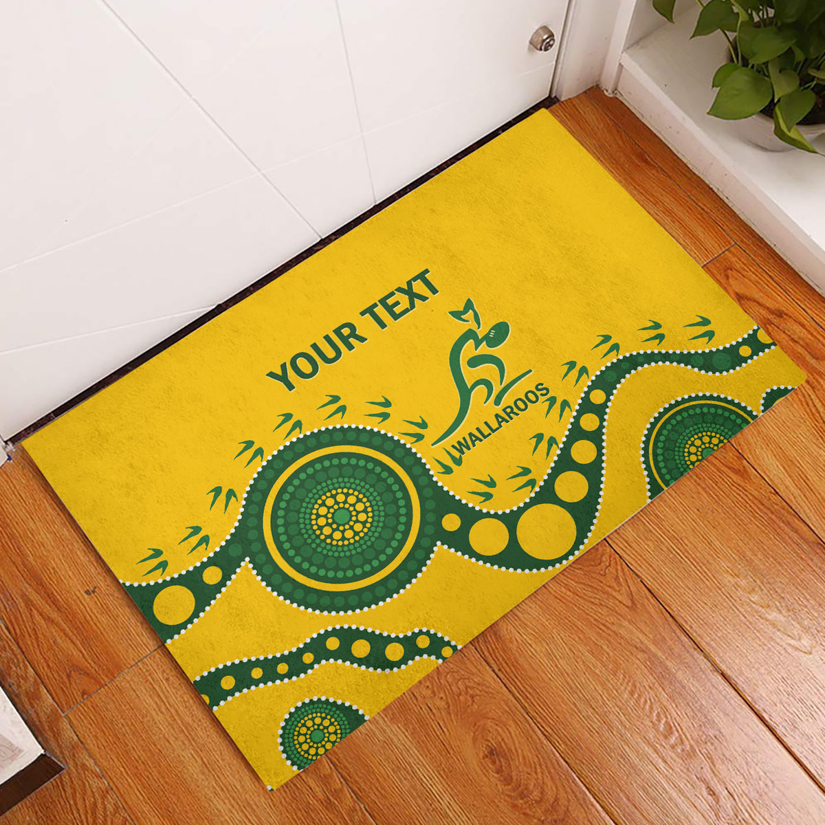 Custom Australia Rugby Rubber Doormat Go Wallaroos 2024 Pacific Aboriginal Art