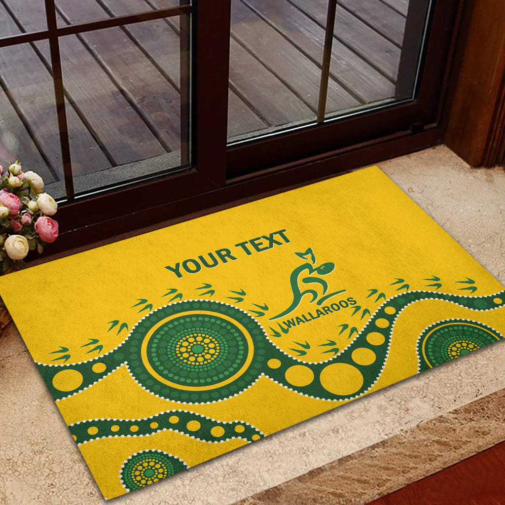 Custom Australia Rugby Rubber Doormat Go Wallaroos 2024 Pacific Aboriginal Art