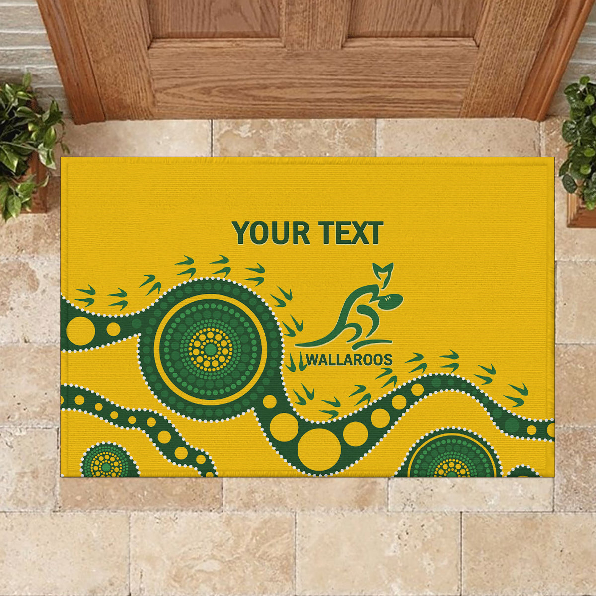 Custom Australia Rugby Rubber Doormat Go Wallaroos 2024 Pacific Aboriginal Art