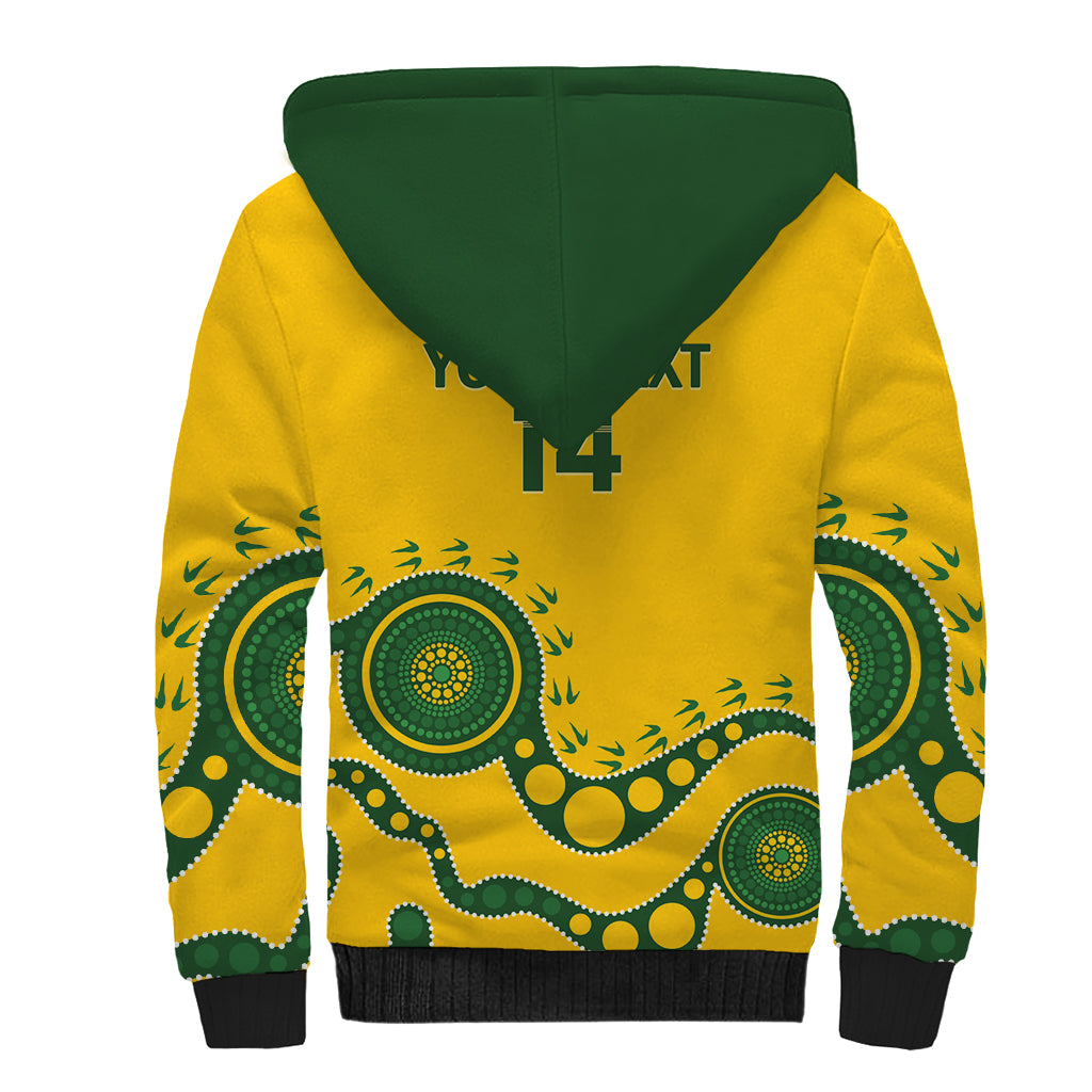 Custom Australia Rugby Sherpa Hoodie Go Wallaroos 2024 Pacific Aboriginal Art