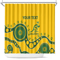 Custom Australia Rugby Shower Curtain Go Wallaroos 2024 Pacific Aboriginal Art