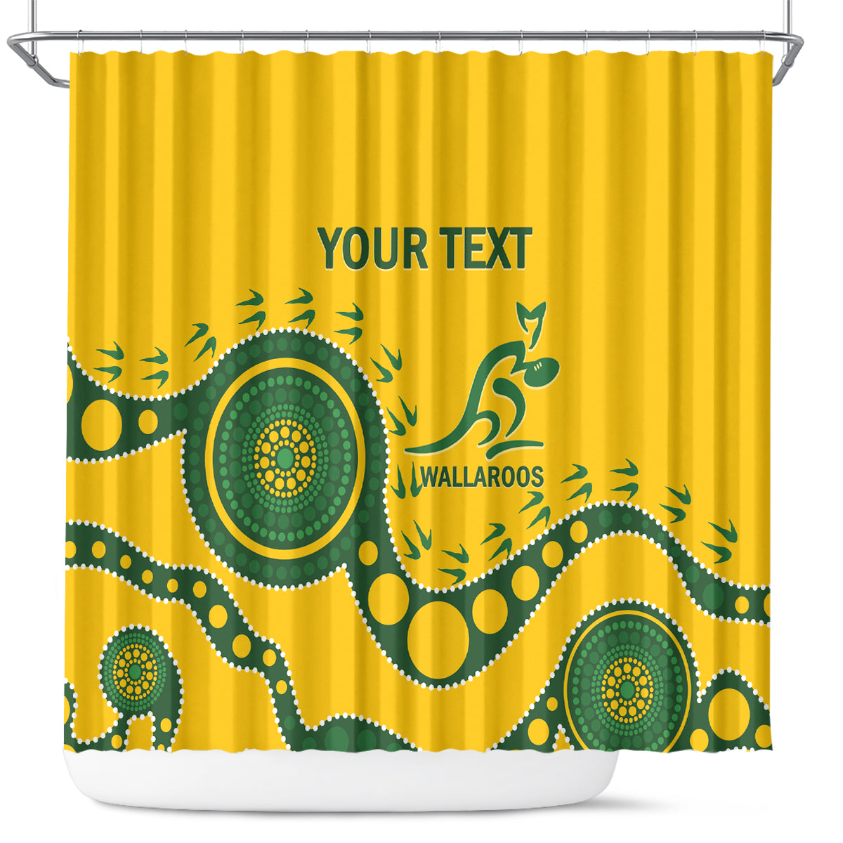 Custom Australia Rugby Shower Curtain Go Wallaroos 2024 Pacific Aboriginal Art