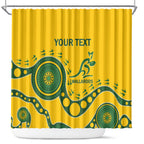 Custom Australia Rugby Shower Curtain Go Wallaroos 2024 Pacific Aboriginal Art