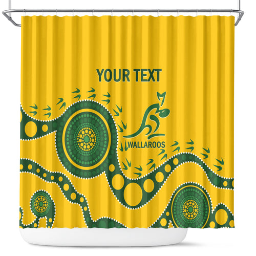 Custom Australia Rugby Shower Curtain Go Wallaroos 2024 Pacific Aboriginal Art