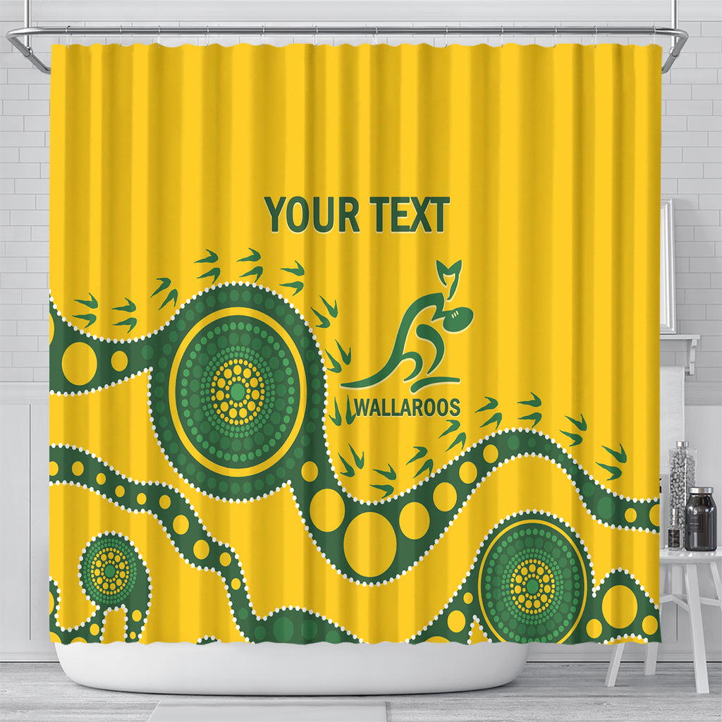 Custom Australia Rugby Shower Curtain Go Wallaroos 2024 Pacific Aboriginal Art