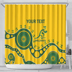 Custom Australia Rugby Shower Curtain Go Wallaroos 2024 Pacific Aboriginal Art