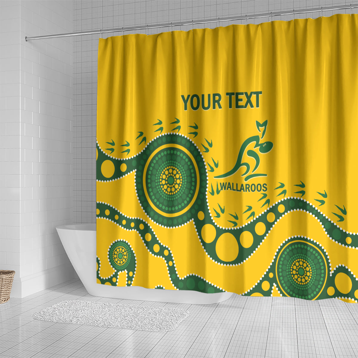 Custom Australia Rugby Shower Curtain Go Wallaroos 2024 Pacific Aboriginal Art