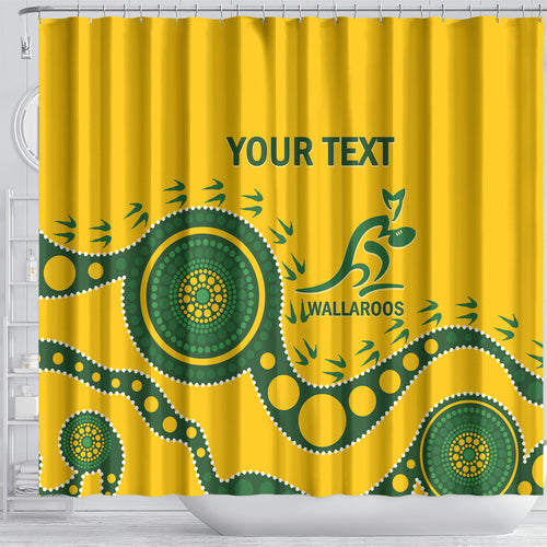 Custom Australia Rugby Shower Curtain Go Wallaroos 2024 Pacific Aboriginal Art