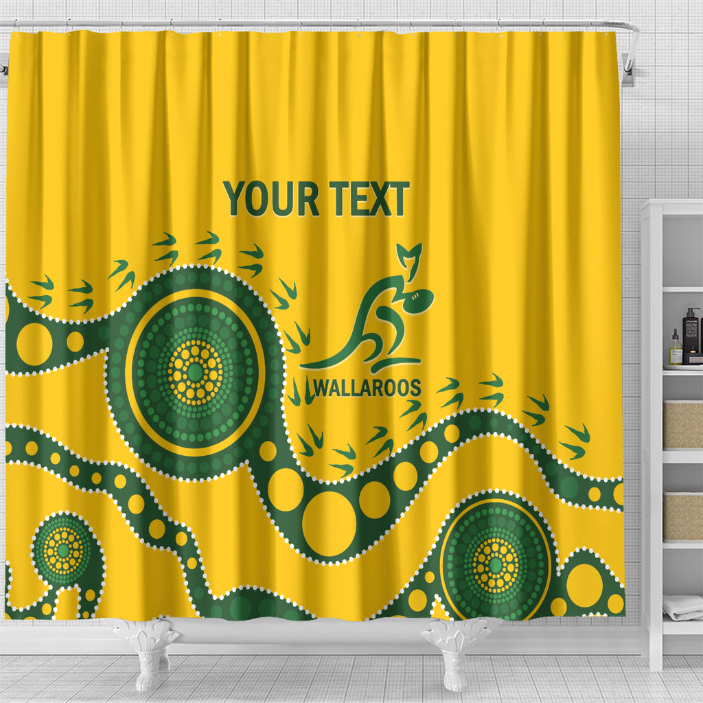 Custom Australia Rugby Shower Curtain Go Wallaroos 2024 Pacific Aboriginal Art