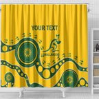Custom Australia Rugby Shower Curtain Go Wallaroos 2024 Pacific Aboriginal Art