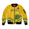 Custom Australia Rugby Sleeve Zip Bomber Jacket Go Wallaroos 2024 Pacific Aboriginal Art