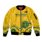 Custom Australia Rugby Sleeve Zip Bomber Jacket Go Wallaroos 2024 Pacific Aboriginal Art