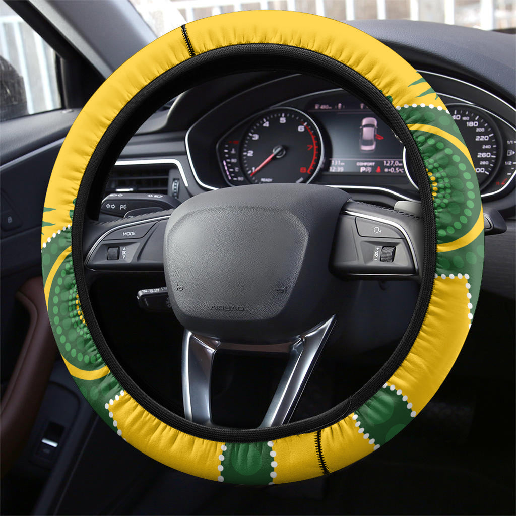 Australia Rugby Steering Wheel Cover Go Wallaroos 2024 Pacific Aboriginal Art