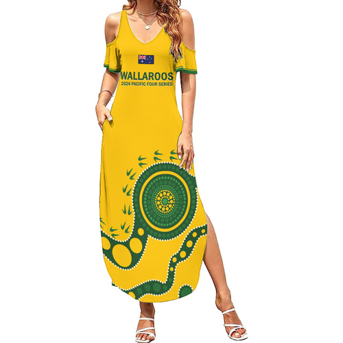 Custom Australia Rugby Summer Maxi Dress Go Wallaroos 2024 Pacific Aboriginal Art